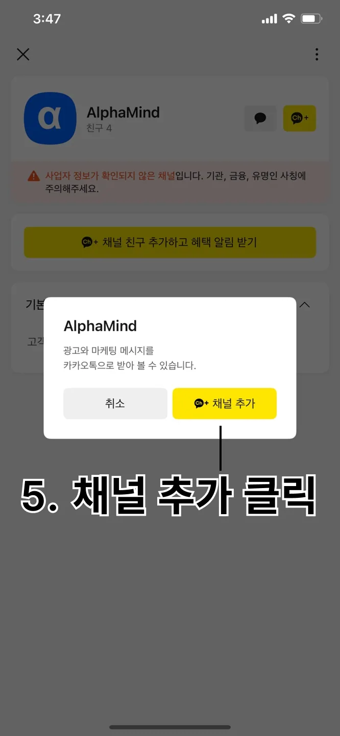 (2) 알파포유 카카오톡 채널 추가 방법 (5)